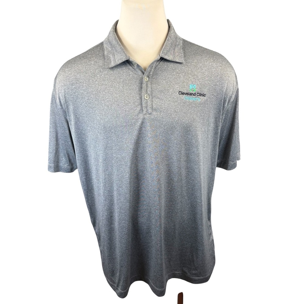 Nike Golf Sport Dri-Fit Polo Shirt Mens XXL Gray Cleveland Clinic Childrens Logo